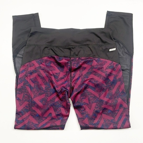 Danskin Now maroon/black mesh panel leggings - Picture 4 of 7